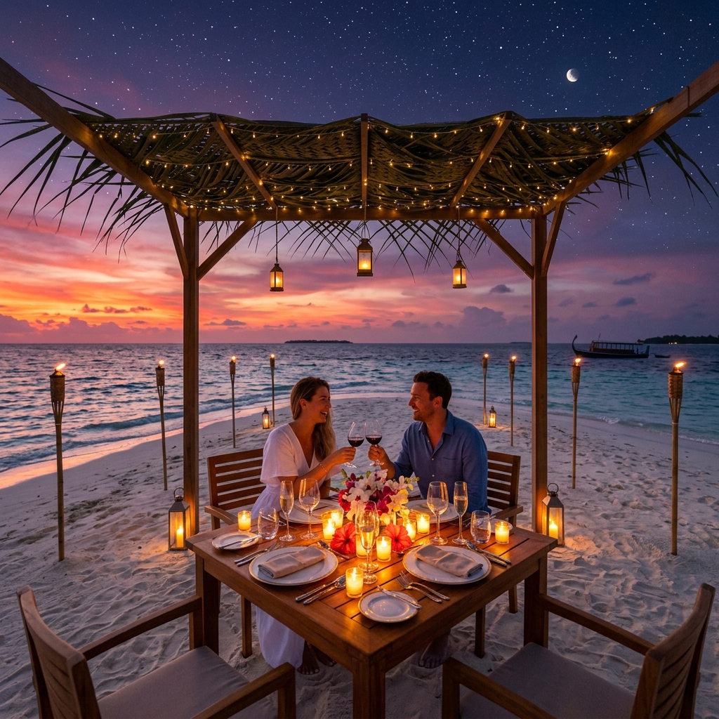 Romantic Candlelit Sandbank Dinner Maldives